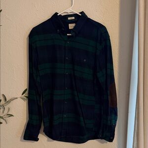 J. Crew Dark Green and Black Plaid Shirt
